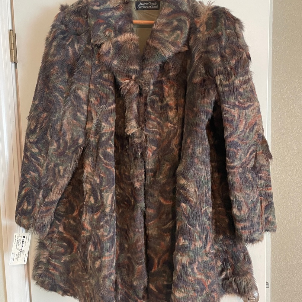 Real Fur Vintage Jacket — Multicolor —oversized —Fur Coat